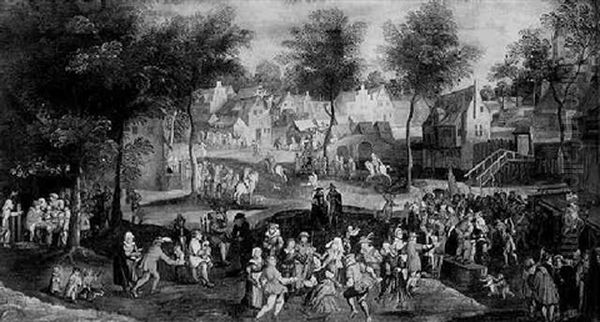 Peasants At A Village Kermis Oil Painting by Pieter Balten