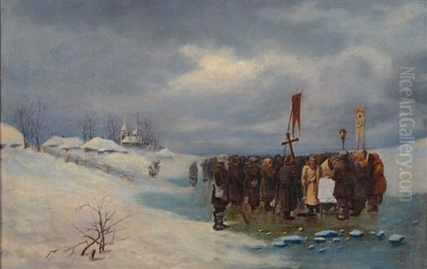 The Epiphany In Russia Oil Painting by Michael Abramovitch Balunin