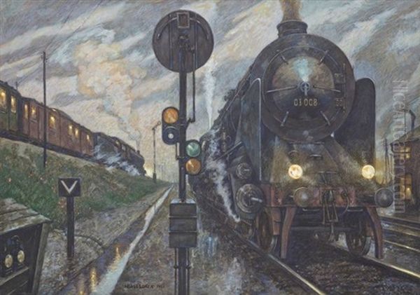 Am Vorsignal Oil Painting by Hans Baluschek