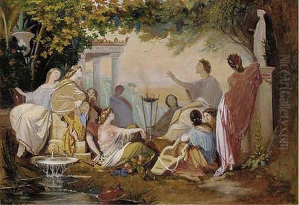 Horace At Tibur Declaiming His Poems To The Tiburtines Oil Painting by Raymond Balze