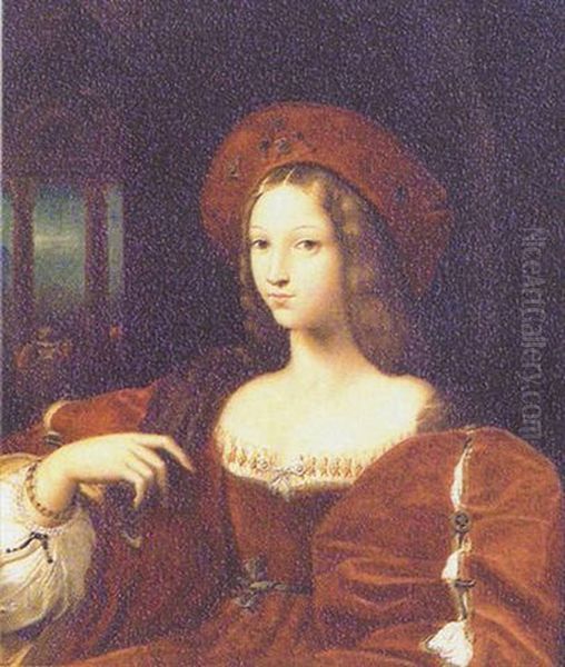 Portrait De Jeanne D'aragon (?) Oil Painting by Raymond Balze