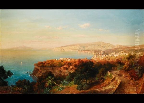 Blick Auf Die Bucht Von Capri Oil Painting by Fritz Bamberger