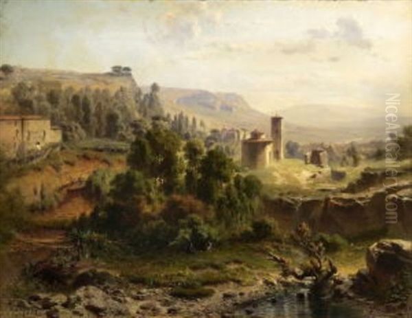 Spanische Gebirgslandschaft Oil Painting by Fritz Bamberger