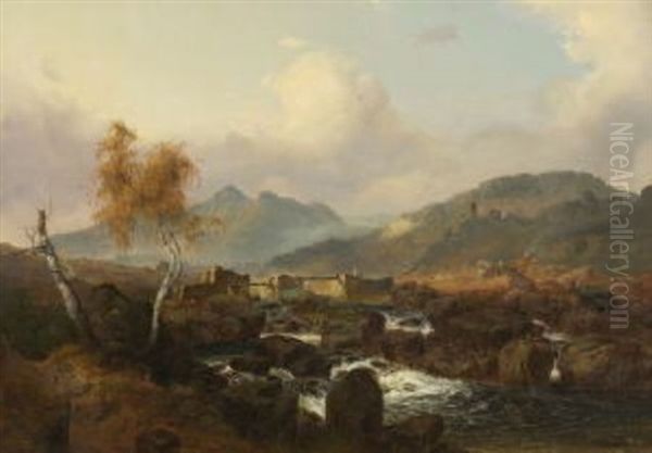 Gebirgstal Mit Einem Wildbach Oil Painting by Fritz Bamberger