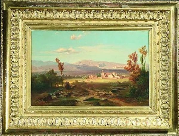 Spanische Landschaft Mit Blick Auf Eine Klosteranlage Oil Painting by Fritz Bamberger