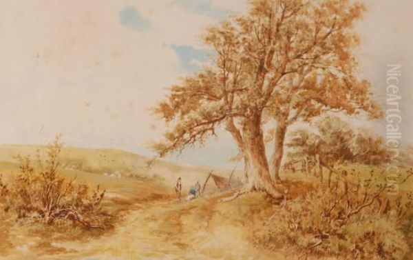 Travellers Camping Near The Coast Oil Painting by John Wilton Adcock