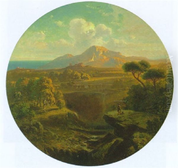 Kustenlandschaft Mit Der Ruine Eines Griechischen Tempels by Fritz Bamberger