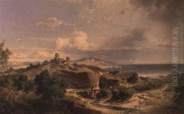 Spanische Kustenlandschaft Zwischen Murcia Und Almeria Oil Painting by Fritz Bamberger