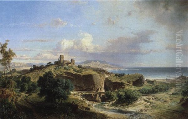 Spanische Kustenlandschaft Zwischen Murcia Und Almeria Oil Painting by Fritz Bamberger