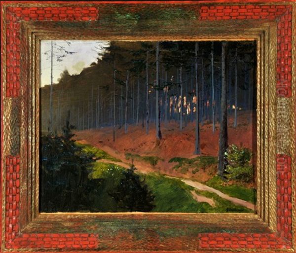 Waldweg Oil Painting by Gustav Bamberger