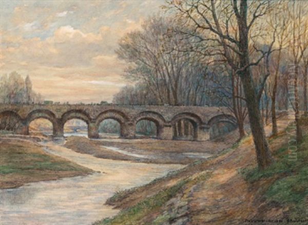 Die Stubentorbrucke Oil Painting by Gustav Bamberger