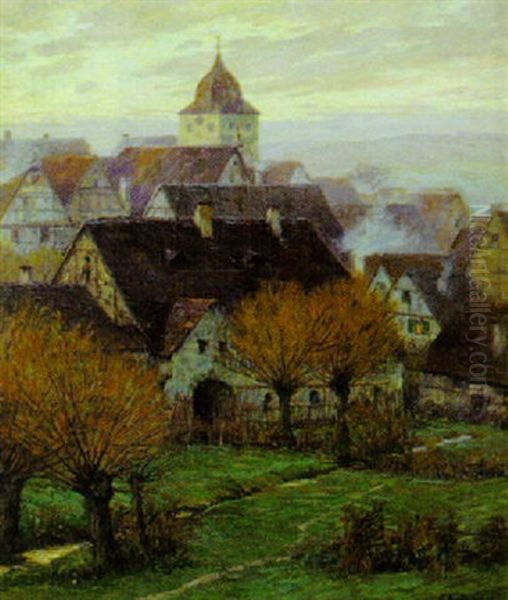 Dorffriede In Besigheim Oil Painting by Gustav Bamberger