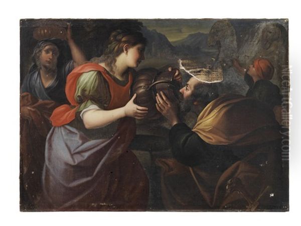 Rebecca And Eliezer At The Well Oil Painting by Nicolo Bambini