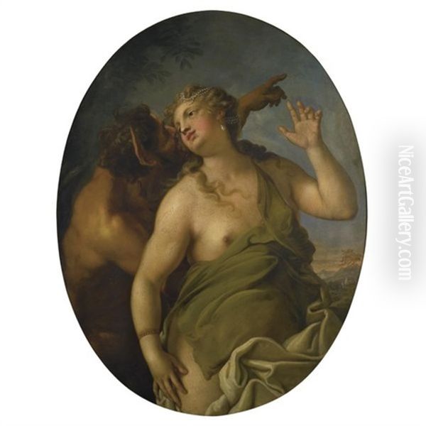 Nymph And Satyr Oil Painting by Nicolo Bambini