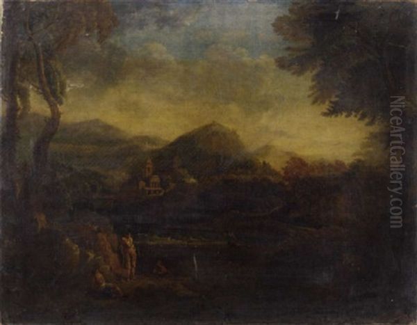 Figures In An Arcadian Landscape Oil Painting by Copleston Warre Bampfylde