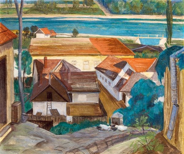 View Of The Danube (szentendre) by Jozsef Banati Sverak