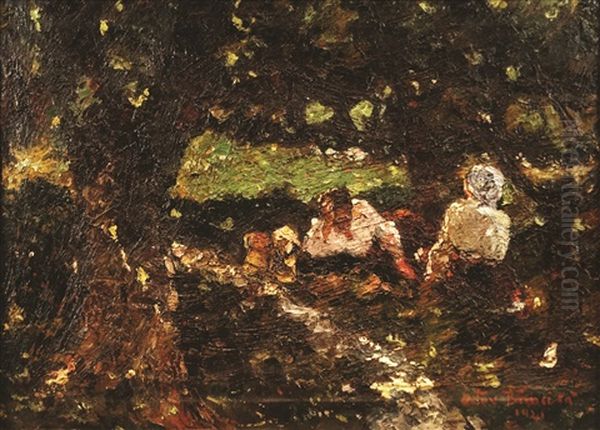 Resting In The Forest Oil Painting by Octav Bancila