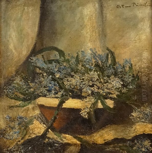 Basket With Violas Oil Painting by Octav Bancila