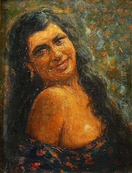 Young Gipsy Oil Painting by Octav Bancila