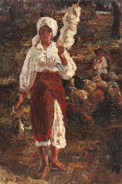 Tarancuta Cu Fuior Oil Painting by Octav Bancila