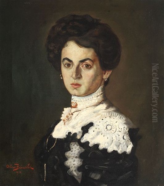 Sofia Nadejde (portretul Surorii Artistului) Oil Painting by Octav Bancila