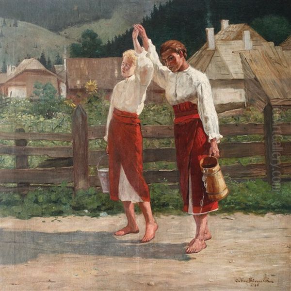 De La Izvor Oil Painting by Octav Bancila