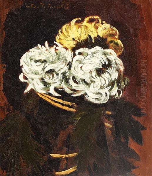 Chrysanthemums Oil Painting by Octav Bancila