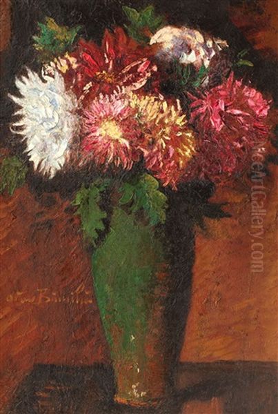 Chrysanthemums Oil Painting by Octav Bancila