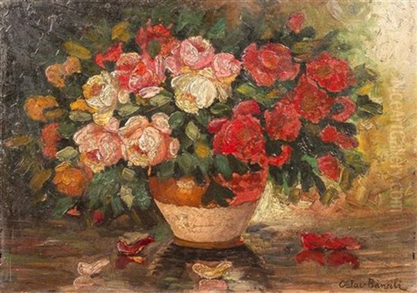 Floral Still Life Oil Painting by Octav Bancila