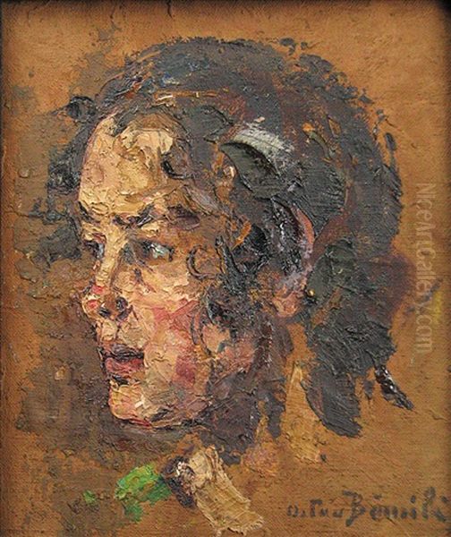 Girl Portrait Oil Painting by Octav Bancila