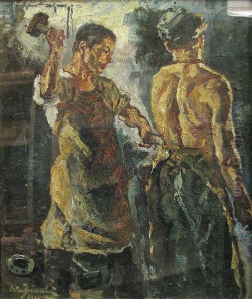 Ferriers Oil Painting by Octav Bancila