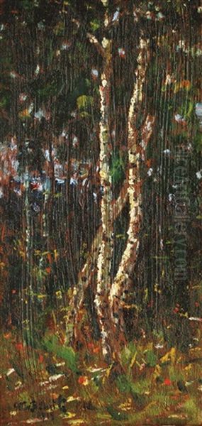 Birches Oil Painting by Octav Bancila