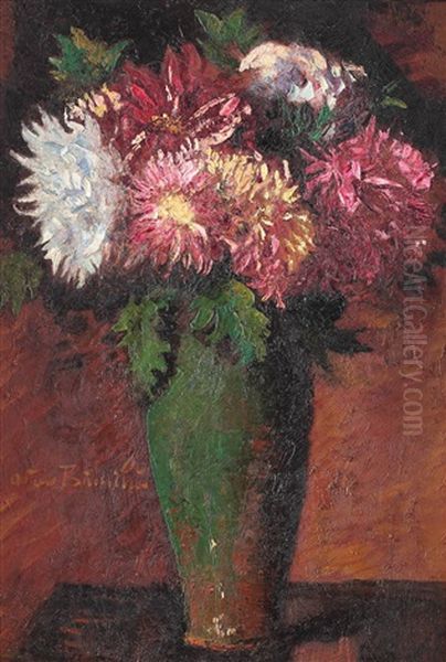 Chrysanthemums Oil Painting by Octav Bancila