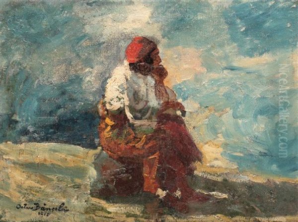 Listening To The Sea Oil Painting by Octav Bancila