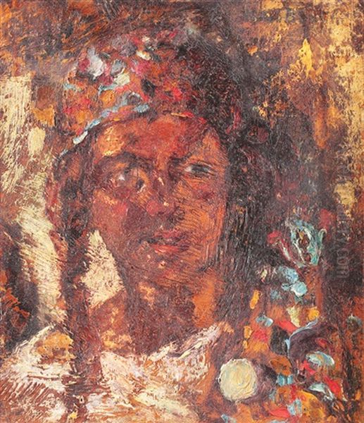 Young Gipsy Woman Oil Painting by Octav Bancila