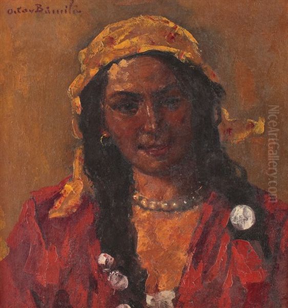 Yellow Kerchief Oil Painting by Octav Bancila