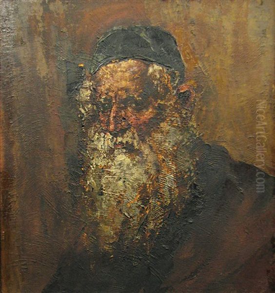 Old Jew Portrait Oil Painting by Octav Bancila