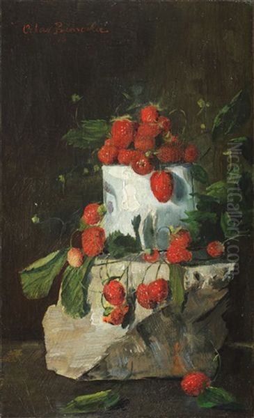 Strawberries Oil Painting by Octav Bancila