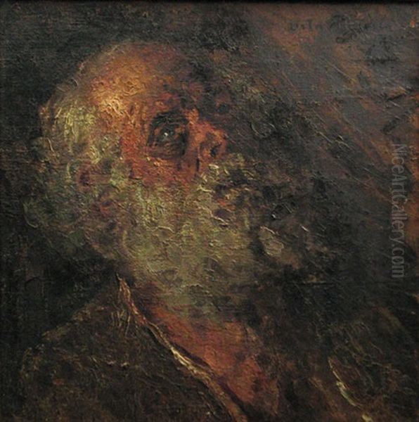 Old Man's Portrait Oil Painting by Octav Bancila