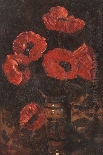 Poppies Oil Painting by Octav Bancila