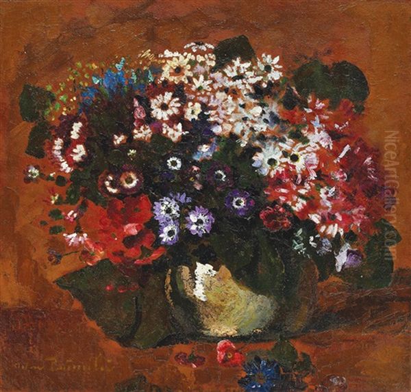 Plain Flowers Oil Painting by Octav Bancila