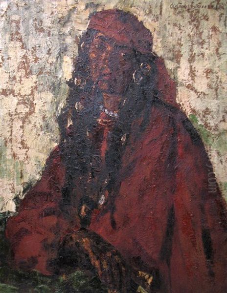 Gipsy Woman With Pipe Oil Painting by Octav Bancila