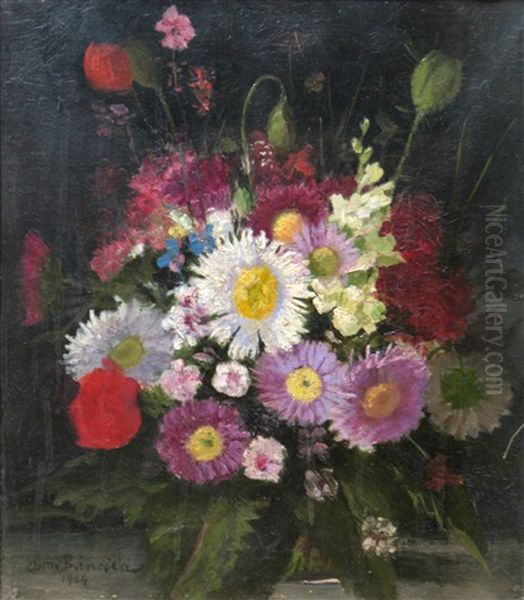 Field Flowers Oil Painting by Octav Bancila