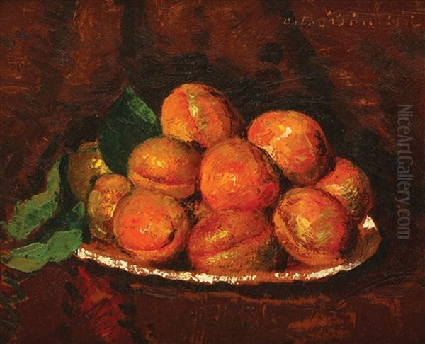 Still Life With Apricots Oil Painting by Octav Bancila