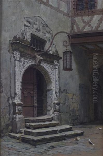 The Original Entrance To The Town Hall, Rothenburg Oil Painting by Elias Mollineaux Bancroft