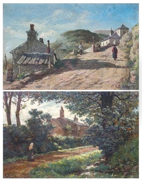 The Mountain Road, Great Orme, Llandudno (+ A Lancashire Lane; Pair) Oil Painting by Elias Mollineaux Bancroft