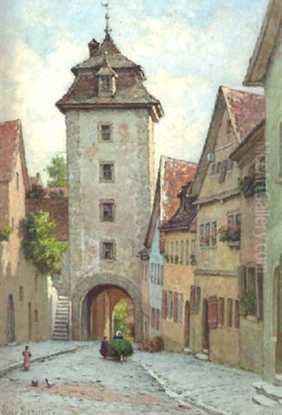 A Gatehouse, Bayern Oil Painting by Elias Mollineaux Bancroft