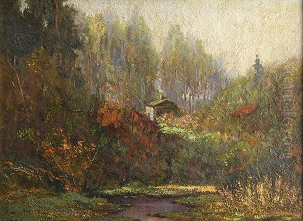 Cabin In The Woods Oil Painting by William Henry Bancroft