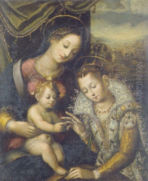 Il Matrimonio Mistico Di Santa Catarina D'alessandria Oil Painting by Benedetto Bandiera