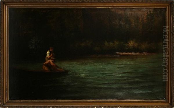 Boys Fishing Oil Painting by Ludwig Bang